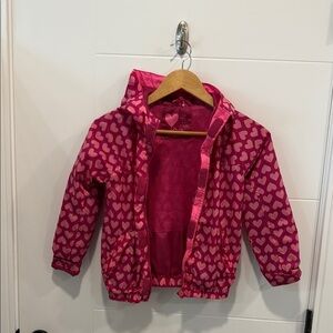 Joe Fresh Pink hearts wind breaker size 6/7 kids